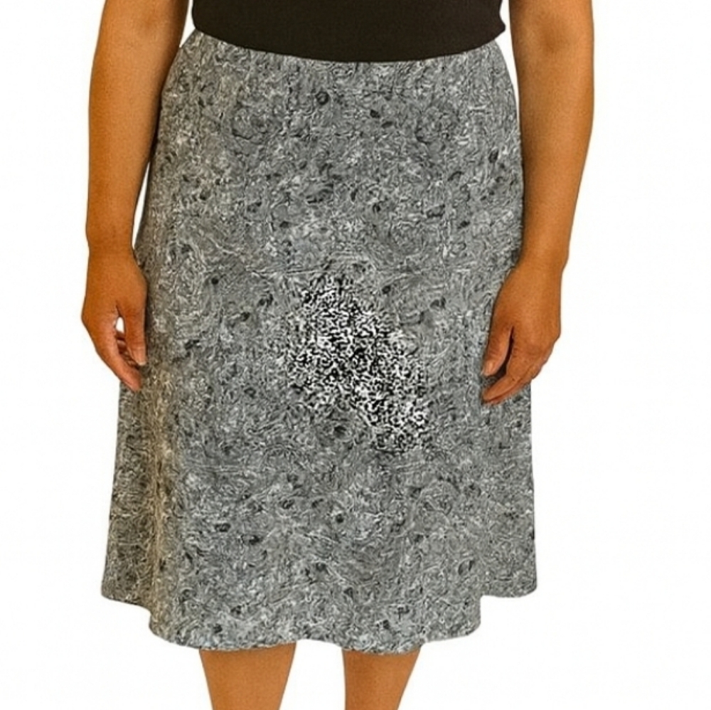 Sag Harbor Black And Gray Flare Bohemian Skirt Floral Plus Size 16
